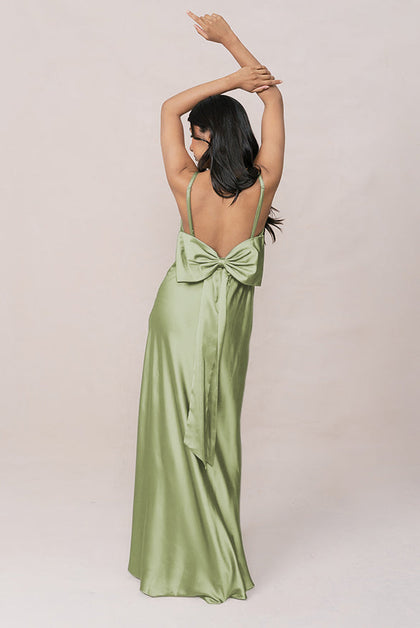 Steph Satin Dress | Made To Order | Matcha