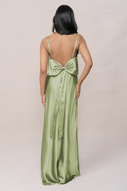 Steph Satin Dress | Made To Order | Matcha