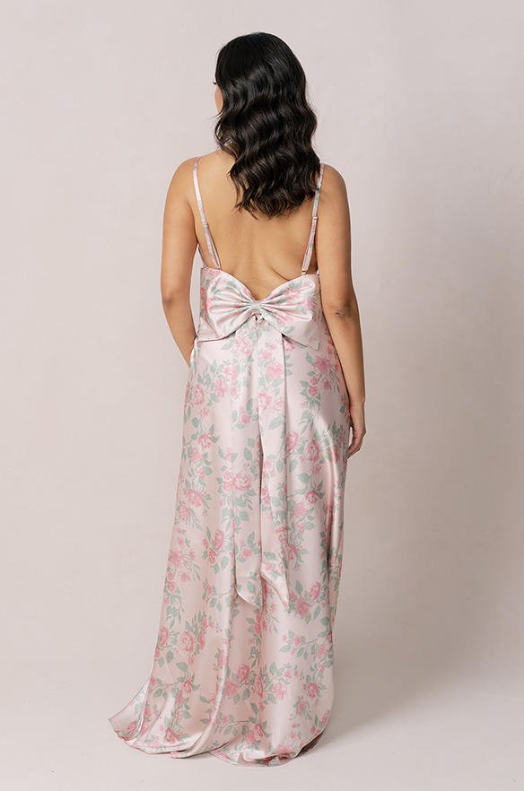 steph satin dress Steph Satin Floral Print Dress
