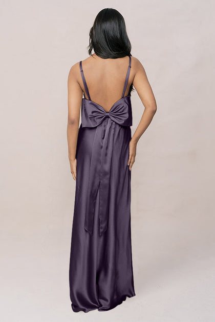 Steph Satin Dress | Made To Order | Eggplant