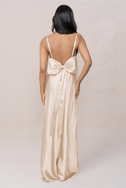 Steph Satin Dress | Made To Order | Gold Champagne