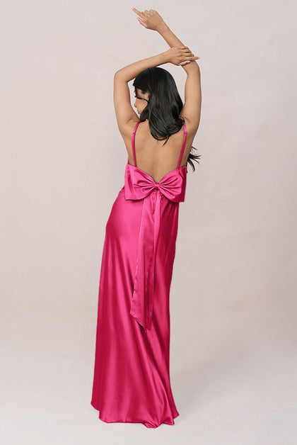 Steph Satin Dress | Made To Order | Hot Pink