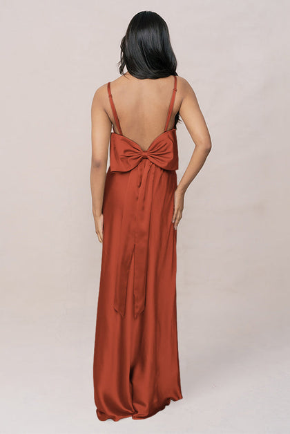 Steph Satin Dress | Made To Order | Rust