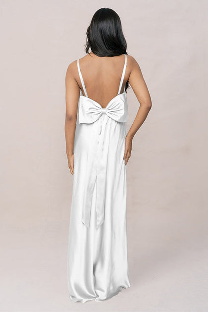 Steph Satin Dress | Made To Order | White Pearl