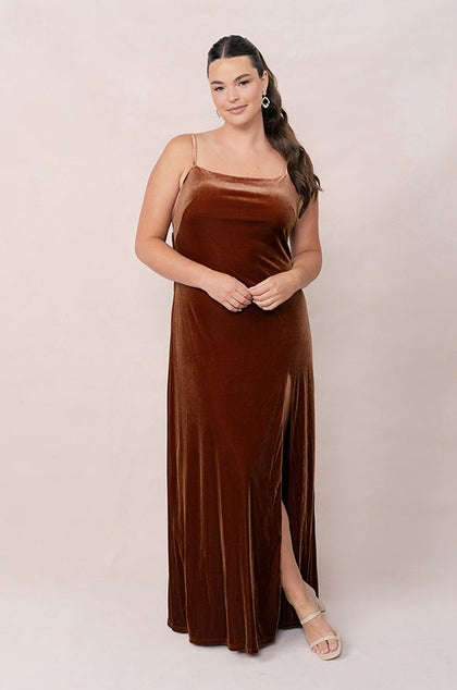 Steph Velvet Dress | Made To Order | Rust