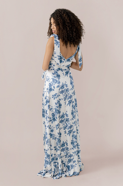 Model: Brinkley; Size: 4; Color: Dusty Blue Bouquet
