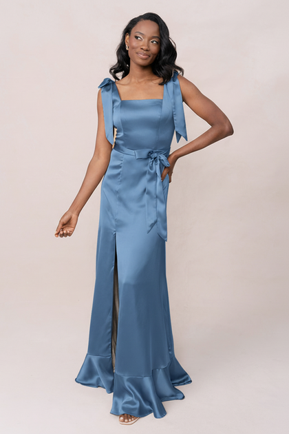 Stevie Satin Dress | Made To Order | True Blue