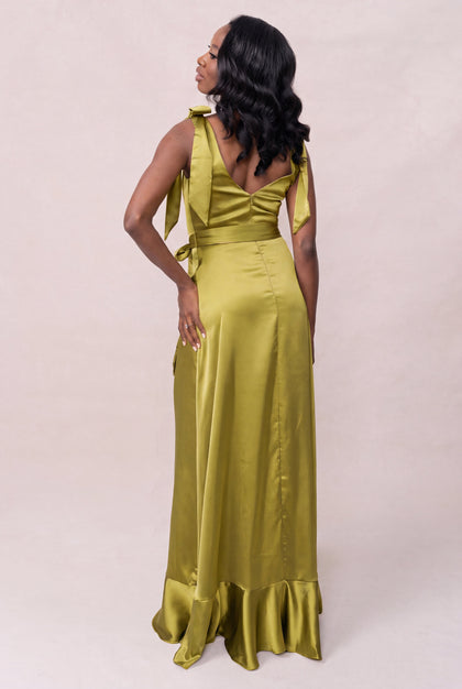 Stevie Satin Dress | Made To Order | Chartreuse