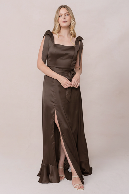 Stevie Satin Dress | Made To Order | Espresso