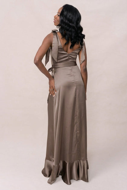 Stevie Satin Dress | Made To Order | Truffle