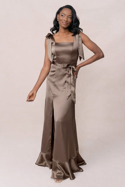 Stevie Satin Dress | Made To Order | Truffle