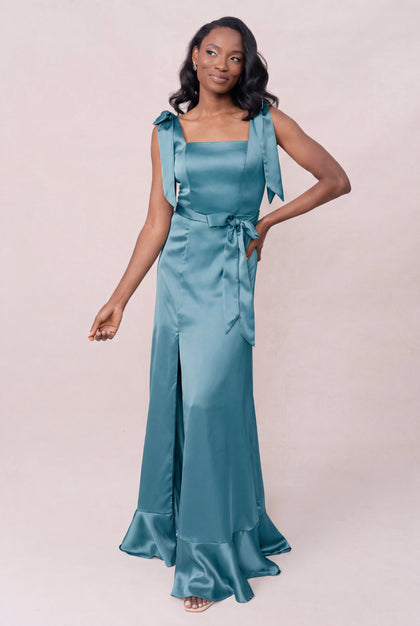 Stevie Satin Dress | Made To Order | Turquoise