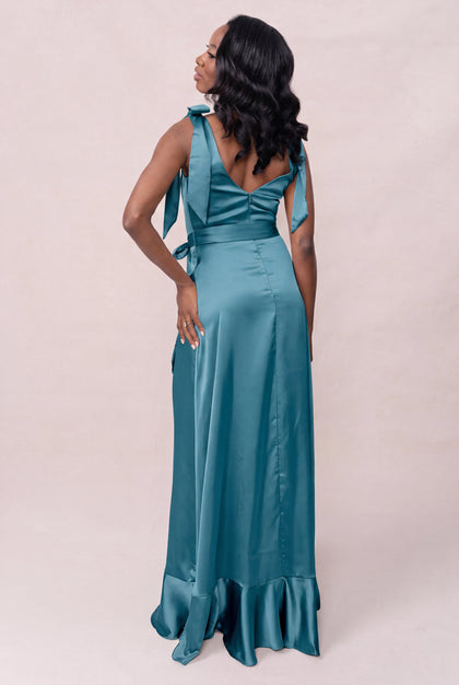Stevie Satin Dress | Made To Order | Turquoise