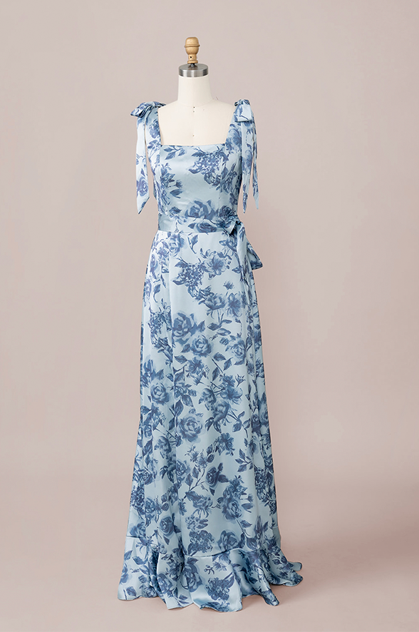 Powder blue floral dress best sale