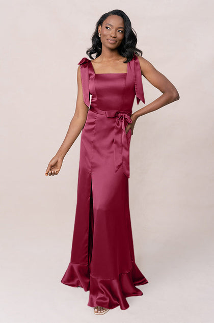 Stevie Satin Dress | Made To Order | Berry