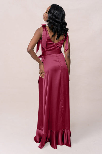 Stevie Satin Dress | Made To Order | Berry
