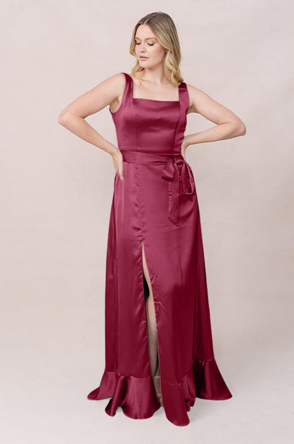 Stevie Satin Dress | Made To Order | Berry