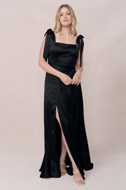 Stevie Satin Dress | Made To Order | Black