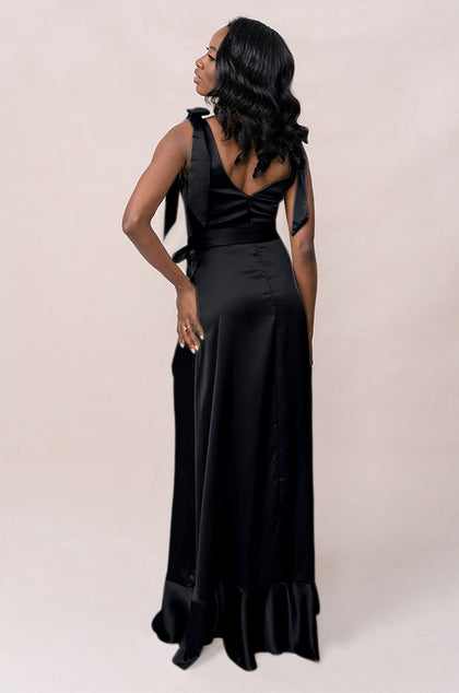 Stevie Satin Dress | Made To Order | Black