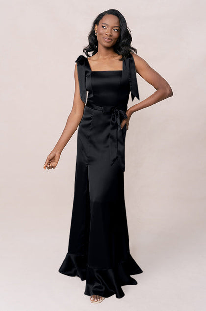 Stevie Satin Dress | Made To Order | Black