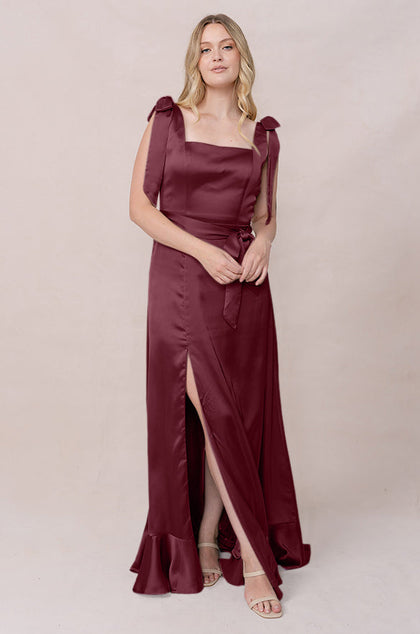 Stevie Satin Dress | Made To Order | Cabernet