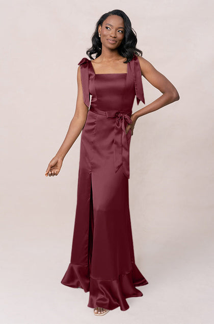 Stevie Satin Dress | Made To Order | Cabernet