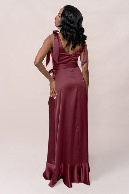 Stevie Satin Dress | Made To Order | Cabernet