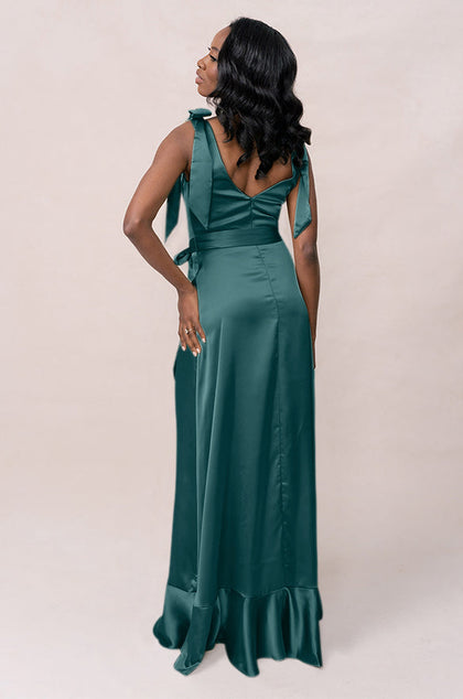 Stevie Satin Dress | Made To Order | Emerald