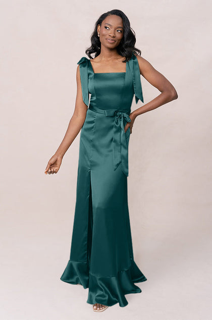 Stevie Satin Dress | Made To Order | Emerald