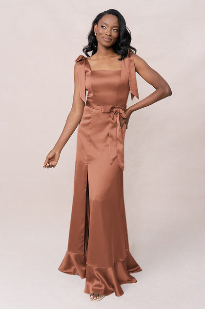 Stevie Satin Dress | Made To Order | Copper
