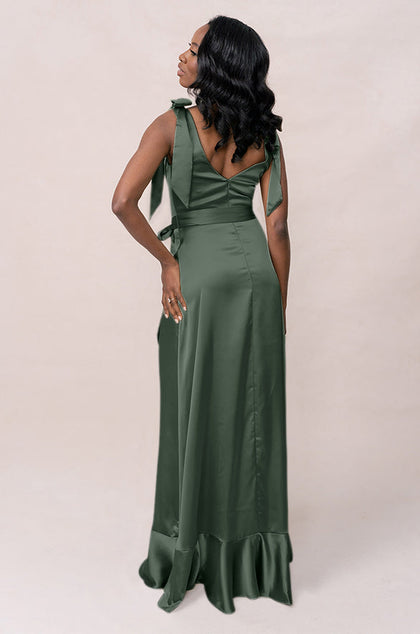 Stevie Satin Dress | Made To Order | Deep Olive