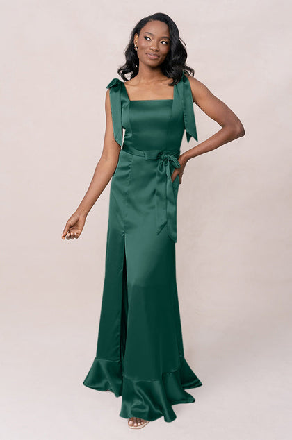 Stevie Satin Dress | Made To Order | Emerald