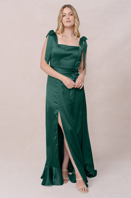 Stevie Satin Dress | Made To Order | Emerald