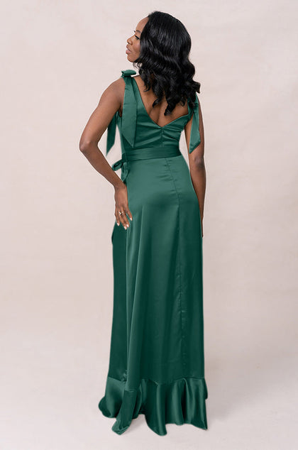 Stevie Satin Dress | Made To Order | Emerald