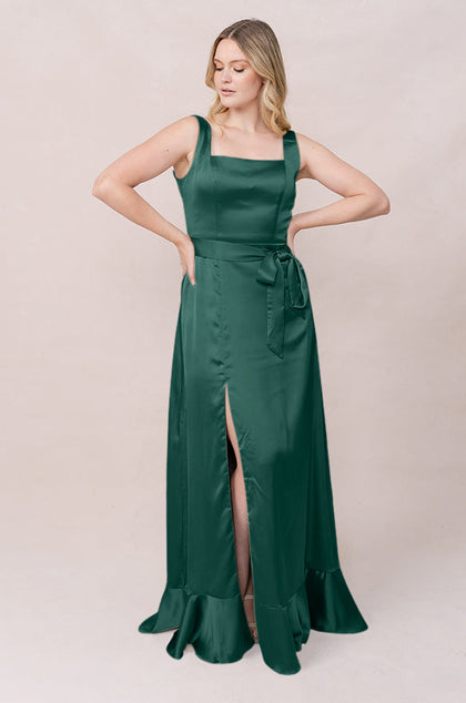 Stevie Satin Dress | Made To Order | Emerald