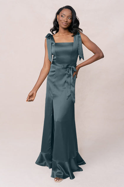 Stevie Satin Dress | Made To Order | Eucalyptus