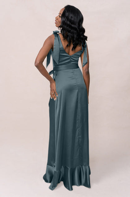 Stevie Satin Dress | Made To Order | Eucalyptus
