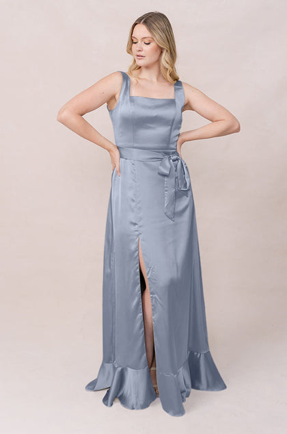 Stevie Satin Dress | Made To Order | French Blue
