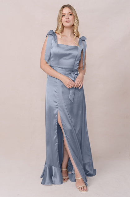 Stevie Satin Dress | Made To Order | French Blue