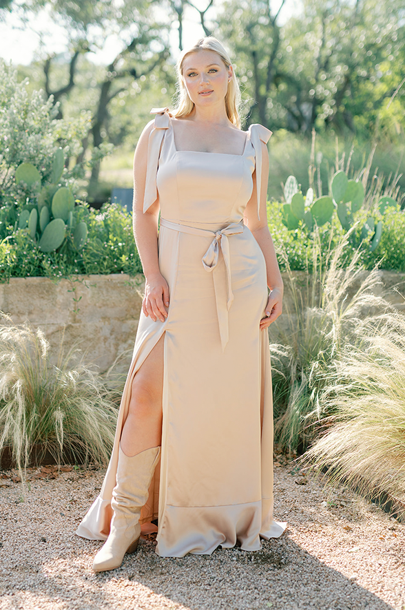 Stevie Satin Dress | Made To Order White Pearl Stevie Satin Dress | Made To Order White Pearl