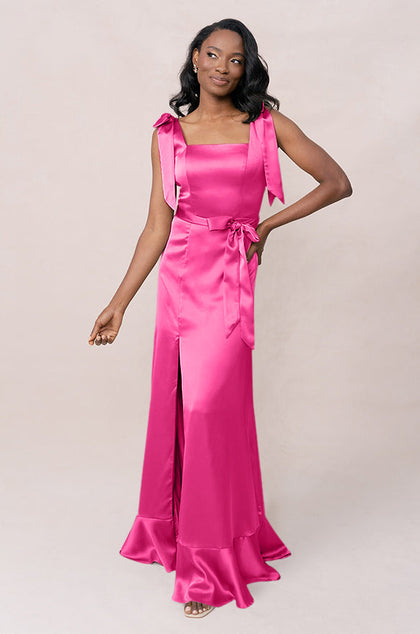 Stevie Satin Dress | Made To Order | Malibu Pink