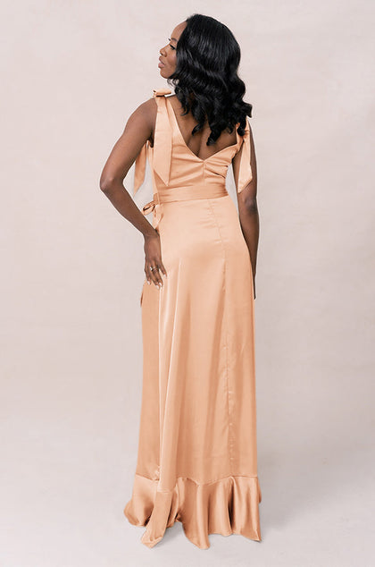Stevie Satin Dress | Made To Order | Peach
