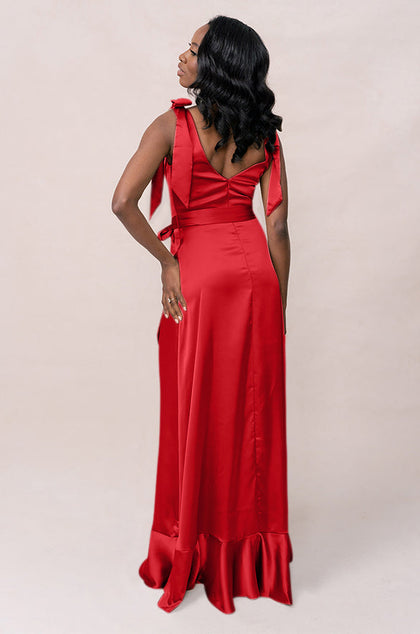 Stevie Satin Dress | Made To Order | Poppy Red