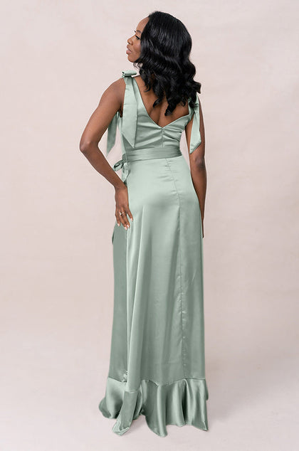 Stevie Satin Dress | Made To Order | Sage