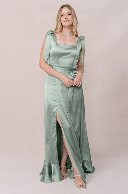 Stevie Satin Dress | Made To Order | Sage