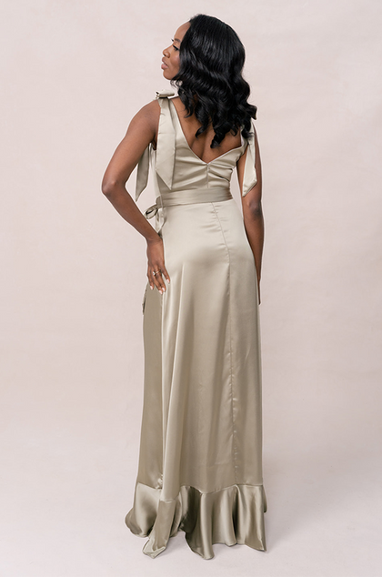 Stevie Satin Dress | Made To Order | Silver Sage