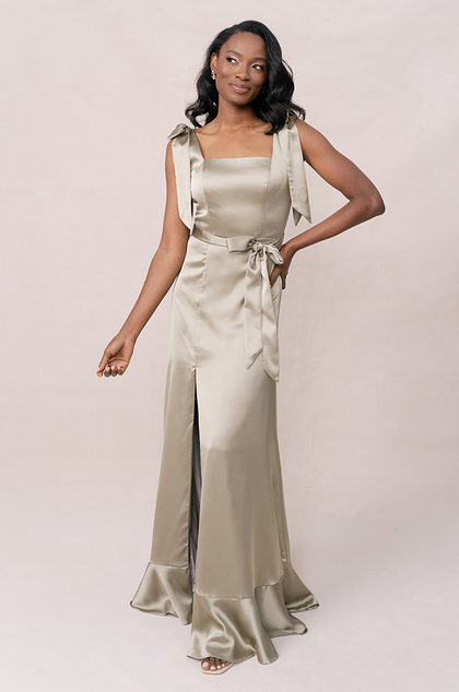 Stevie Satin Dress | Made To Order | Sage