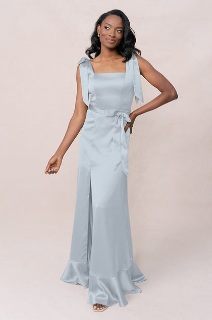 Stevie Satin Dress | Made To Order | Sky Blue