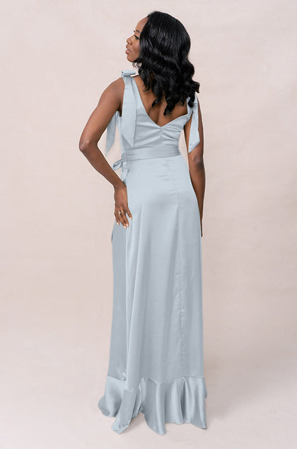 Stevie Satin Dress | Made To Order | Sky Blue