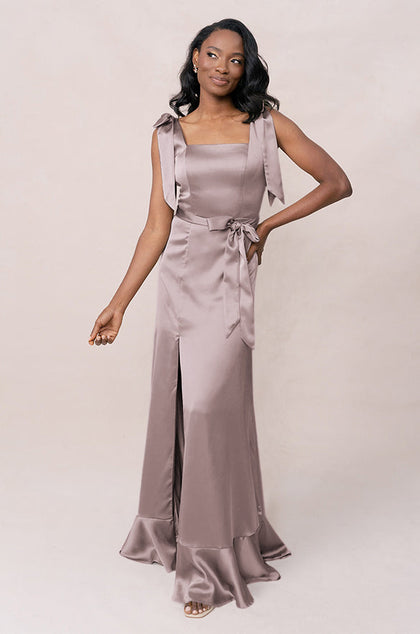 Stevie Satin Dress | Made To Order | Taupe
